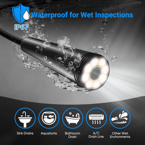 Endoscope Camera with Light,1920P HD Borescope with 8 Adjustable LED Lights