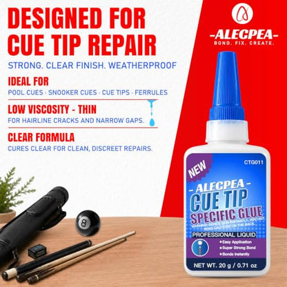 ALECPEA Pool Cue Tip Glue, 20g Thin Billiard Cue Repair Adhesive - color: Pool Cue Tip Glue