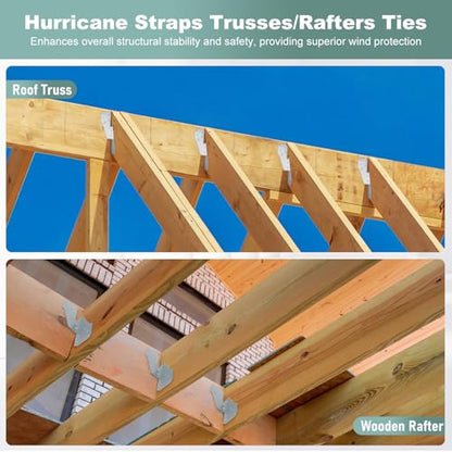 30 Pack Hurricane Straps Brackets, Heavy Duty Hurricane Ties with Black Powder-Coated, Hurricane Straps Trusses/Rafters Ties Brackets Joist Hangers for Wood, Shed, Roof - style: Silver