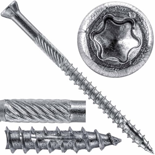 #9 x 2-1/2" Silver Star Stainless Steel Trim Head Screw Torx/Star Head - Trim Head Wood Screws - Grade 305 Stainless Steel Wood Screws - (5 POUNDS - 565 Approx. Screws) - color: STAINLESS STEEL, size: 2-½"
