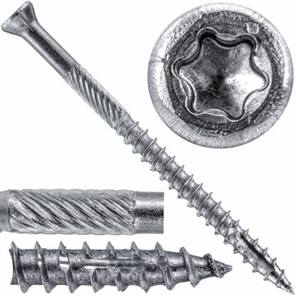 #9 x 2-1/2" Silver Star Stainless Steel Trim Head Screw Torx/Star Head - Trim Head Wood Screws - Grade 305 Stainless Steel Wood Screws - (5 POUNDS - 565 Approx. Screws) - color: STAINLESS STEEL, size: 2-½"