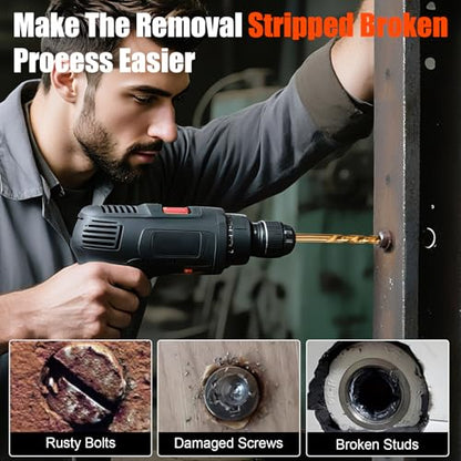 Damaged Screw Extractor Set 14 Pcs,Left Handed Drill Bit Screw Extractor - size: 14 PCS
