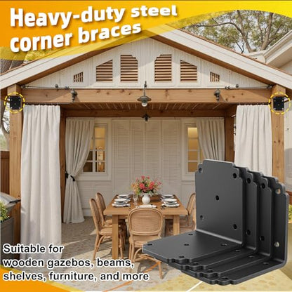 4 PCS 4x4x3.5 Pergola Brackets,Heavy Duty L Right Angle Bracket - size: 4x3.5 inch ( 4 Pack )