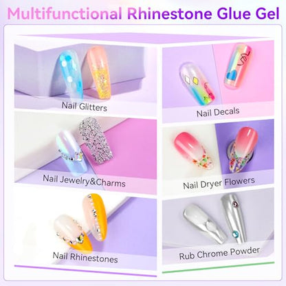 Makartt Nail Rhinestone Glue: Precision Gap Filling Gel with Brush for Gems