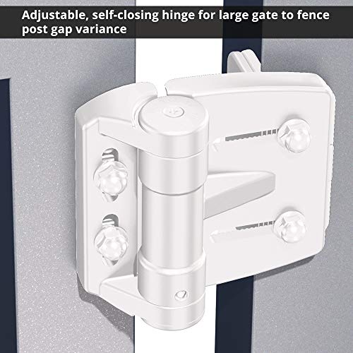 D&D TCAMA2WT TruClose Mult-Adjust Gate Hinge Square Gates 2" Gate Gap 2 pcs - color: White, size: For Square Posts, Gate Gap up to 2 in