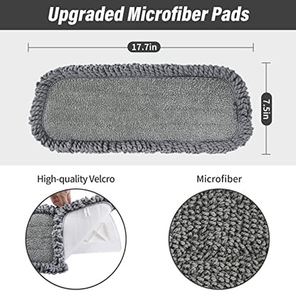 16.5" Microfiber Mop Pads Refills, 3 Pack Reusable Replacement Heads - color: 16"grey Rolled*3