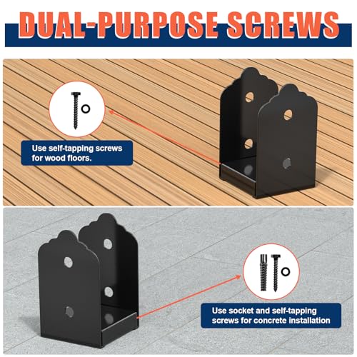 4x4 Post Base, 4Pcs Stainless Steel Adjustable Post Anchor Bracket - size: 4x4