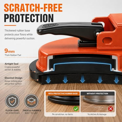 Floor Gap Fixer Tool with Enhanced Vacuum Suction Cup for Vinyl Plank (LVP), Laminate, Hardwood & Tile Flooring, Industrial Steel, Heavy Duty Floor Fix Plank Grabber for Repair Gaps (Tool Only)