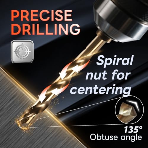 COMOWARE Metal Drill Bit Set, 19 Pieces, HSS-E M35 1-10 mm Drill Bit Set, Spiral Drill Bit Set, Professional for Metal, Steel, Iron, Self-Centring for Metalworking Drill Accessories - size: M35 19PCS Metric
