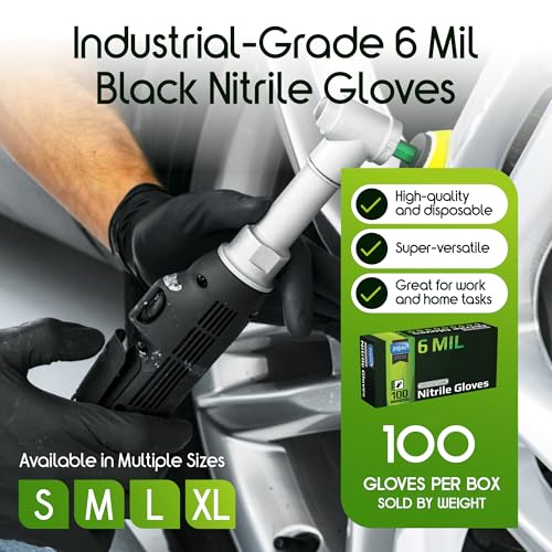 Inspire Black Nitrile Gloves HEAVY DUTY 6 Mil Nitrile Chemical Resistant Medical Cooking Cleaning Disposable Black Gloves - size: XXL, style: Black 6mil Box of 100