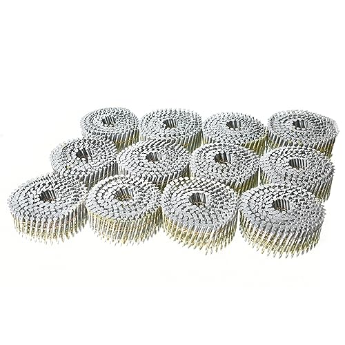 GXYWADY 3600Pcs Wire Coil Siding Nails 0.092 x 1-1/2 In Hot-Dip Galvanized Paint-Dipped Ring Shank Inclined 15 Degree Full Round Head Siding Nails of Lathing and Sheathing Materials - size: 0.092*1-1/2in