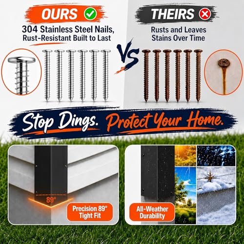 Stainless Steel Vinyl Siding Corner Guards- 2 Pack 11.8x3.4x3.4 Cap Trim - color: Black