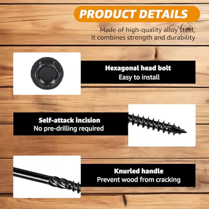 #14 x 6 Wood Structural Screws Rust Resistant Hex Head Timber Screws-55Pack - size: 14*6