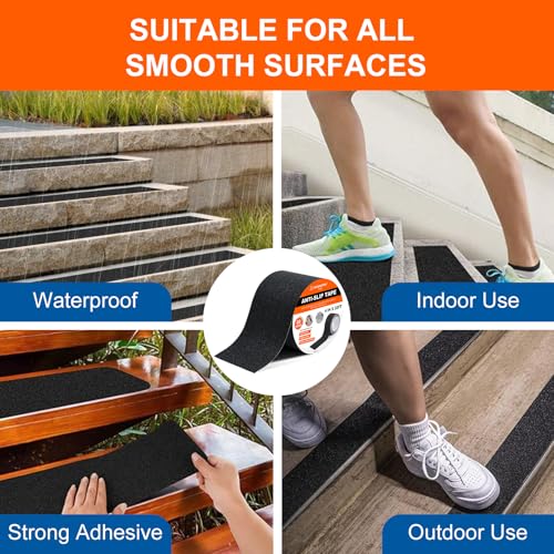 SIKEDEPRO 4" x 33Ft Heavy Duty Anti-Slip Tape,Skateboard Grip Tape, Non-Skid Safety Traction Tape for Staircases Outdoor/Indoor, Waterproof High Traction Stairs Non Skid Treads - size: 4inch