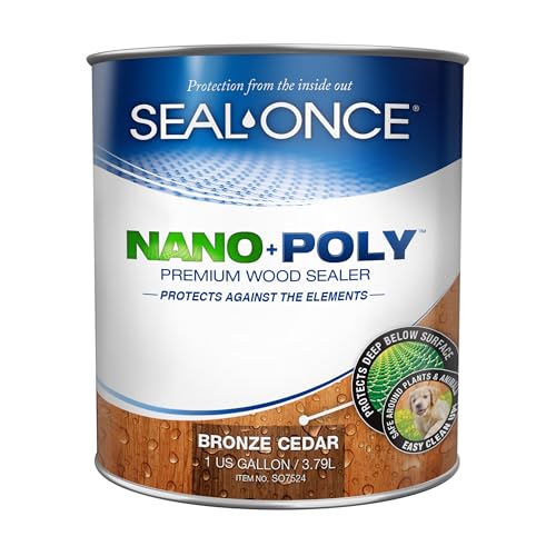 SEAL-ONCE Nano+Poly Wood Sealer and Waterproofer, Bronze Cedar, 1 Gallon - color: Bronze Cedar, size: 1 Gallon
