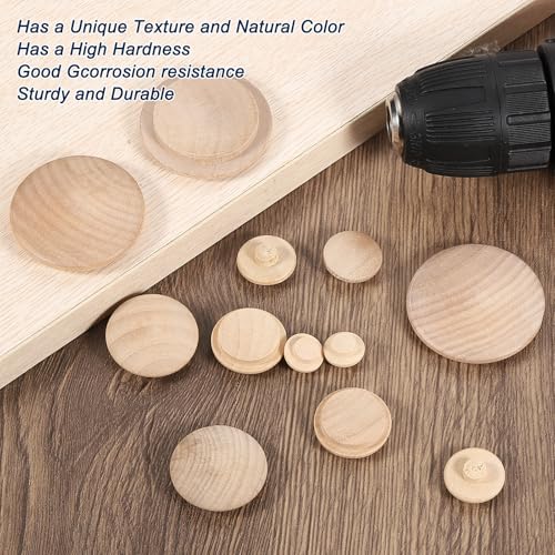 uxcell Wood Hole Plugs, 20 Pcs 13x5mm Wood Button Top Plugs Round Head Hardwood Furniture Plugs Screw Hole Plugs for Furniture Tables Chairs Cabinetry Crafts Projects - size: 13x5mm