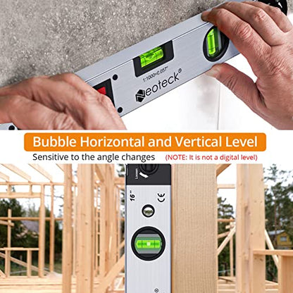 Neoteck Professional Measurement Kit: 225° 16 inch Aluminum Digital Angle Finder Protractor & 2-in-1 Dual Probe Pinless & Pin Moisture Meter with LCD Display and Audio Alarm for Wood, Wall, Concrete
