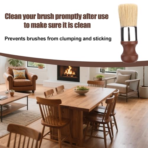 Gosknor Short Handle Salve Brush for Furniture, Leather & Wood Care Cleaning Brush with Comfortable Handle & Soft Bristles Wax Brushing Tool for Home Car Interiors (Brown)