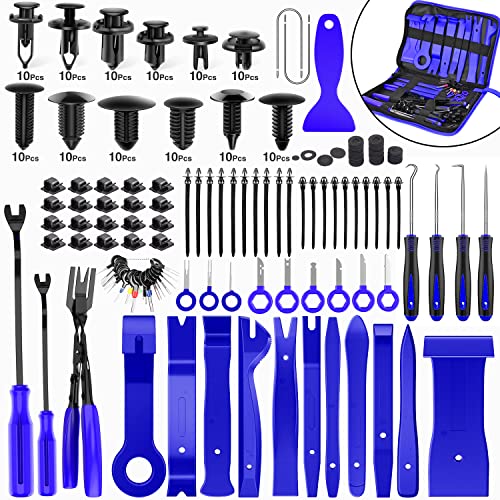 Nilight 238Pcs Trim Removal Tool, Auto Push Pin Bumper Retainer Clip Set - color: 238 Clips+ Remover Tools Blue