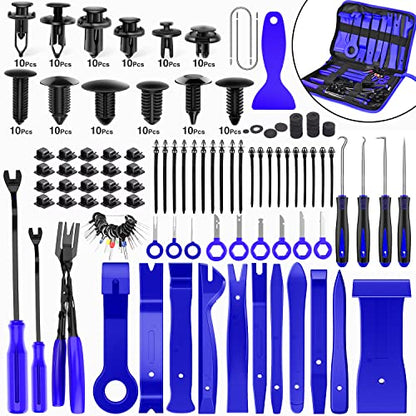 Nilight 238Pcs Trim Removal Tool, Auto Push Pin Bumper Retainer Clip Set - color: 238 Clips+ Remover Tools Blue