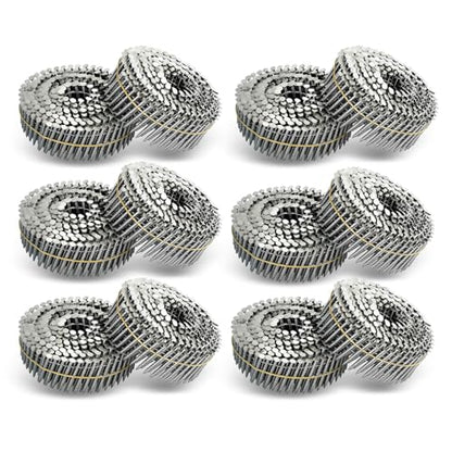 waltyotur 3600 Count Stainless Steel Coil Roofing Ring Shank Siding Nails 15-Degree Collated Wire Coil 1-3/4 Inch, 0.09 Inch Ring Shank, Small Cap Coil Stud Siding Nails - size: 1-3/4 Inch x 0.09 Inch