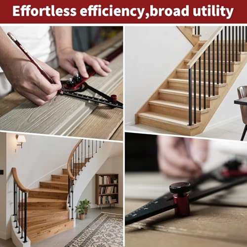 Stair Tread Jig, 10-60 Inch Adjustable Aluminum Stair Template Tool - size: Dual Nut Model