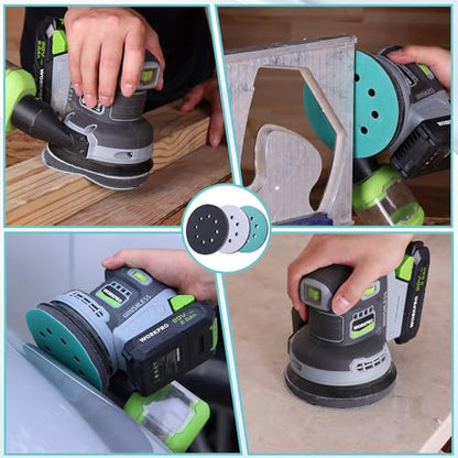 WORKPRO 5 Inch Orbital Sander Interface Pads and Sanding Discs - style: 3 Pads + 3 Sandpapers
