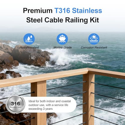 120 Pack 1/8" Cable Railing Hardware Kit Swage Lag Screws Left and Right Handed Thread for Wood Post T316 Stainless Steel Deck Cable Railing System, DIY Deck Railings, Wrench ，Black - color: Black, size: 120