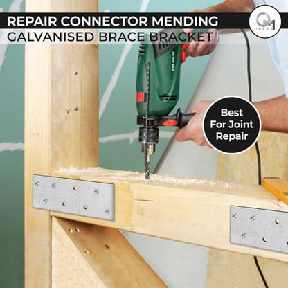 10 Pack Flat Joining Nail Plates (3.15" x 1.57" x 0.08") Connecting Perforated Metal Brace Bracket Timber Wood Fixing Galvanised Steel Repair Connector - size: 3.15" x 1.57"