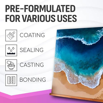 Epoxy Resin 16 Oz Kit – Low Viscosity, Clear High-Gloss Finish for Coating Wood, Concrete, Stone & More | Easy to Use, No Bubbles, Self-Leveling | Perfect for Arts & Crafts & More