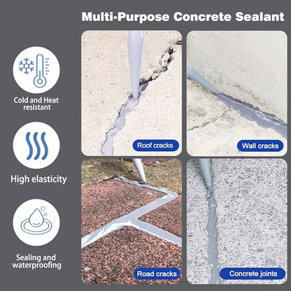 Concrete Crack Filler and Sealant, Quick Drying High Elasticity Cement Crack Filler, Waterproof Repair, Self-Leveling Concrete Slab Repair for Driveway, Patio (Gray, 35.27 OZ) - color: Gray, size: 35.27 OZ