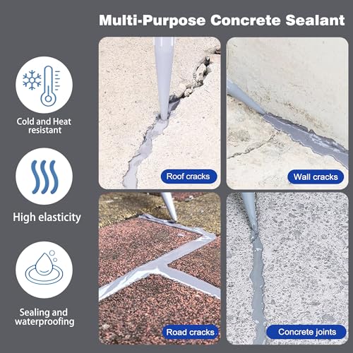 Concrete Crack Filler and Sealant, Quick Drying High Elasticity Cement Crack Filler, Waterproof Repair, Self-Leveling Concrete Slab Repair for Driveway, Patio (Black, 35.27 OZ) - color: Black, size: 35.27 OZ