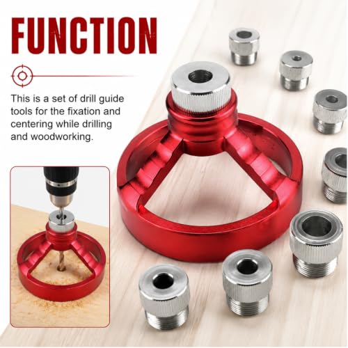 Drill Guide Locator, 6/7/8/9/10mm Self Centering Dowel Jig Kit Vertical Hole Woodworking Tool