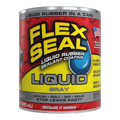 Flex Seal Liquid Rubber Sealant Coating, Waterproof, Gray, 32 oz - color: Gray, size: 32 oz