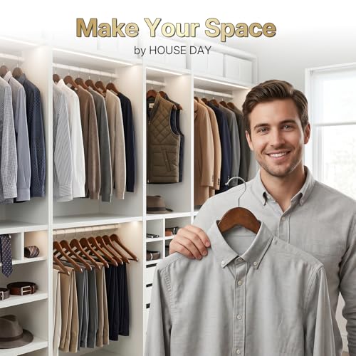 HOUSE DAY Premium Wooden Hangers 30 Pack, 17.5" Smooth Wood Clothes Hangers - size: 30 Pack