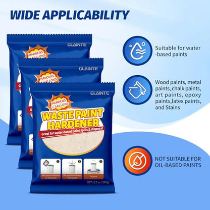 GLAINTE Waste Away Paint Hardener 6 Packs - Fast Acting Solid Hardener - Drying Powder for Water-based Paint - size: 21 Ounce (Pack of 1)