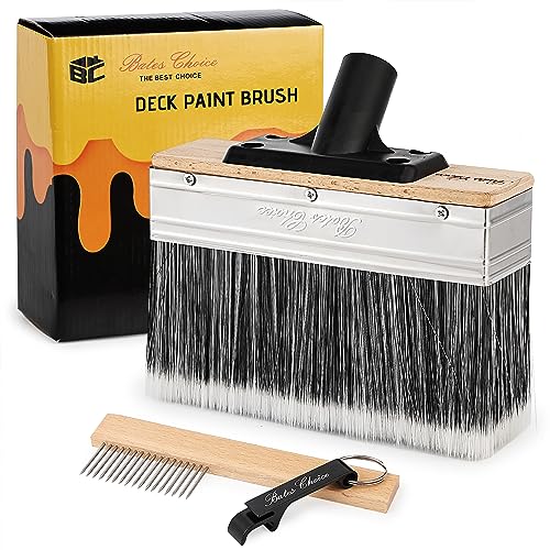 Bates- Deck Stain Brush Applicator, 7.5 Inch Wide Paint Brush with Threads
