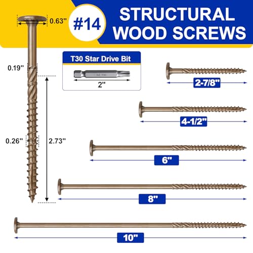 #14 x 4-1/2 Inch Wood Structural Lag Screws - size: #14 x 4-1/2"