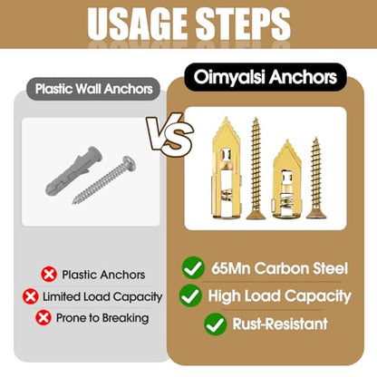 100Pcs Metal Wall Anchors for Drywall, Sheetrock Expansion Anchors & Screws