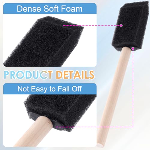 SmallCat 5 PCS Foam Paint Brushes, 0.98 Inch Foam Sponge Brushes for Varnishes, Reusable Sponge Brushes with Wood Handles for Painting, Staining, and DIY Crafts - Black - size: 1"(5pcs)