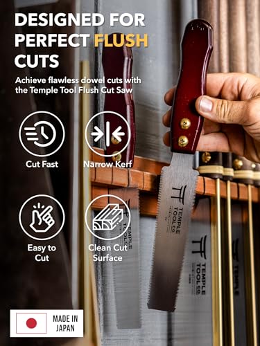 Temple Tool Co. Japanese Flush Cut Saw - 6 Inch Double Edge Pull Saw for Flush Cutting Dowels, Pegs, Wedges - Hardwood Softwood - style: Flush Cut Saw