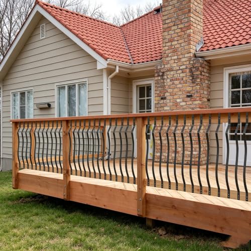 HZIU 61 Pack 29.5" Deck Balusters with Screws ，Iron Deck Railing - size: 29.5 Inch