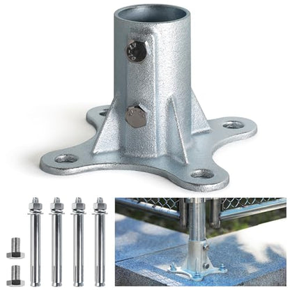 4Pack 2"(Actual: 1 7/8" OD) Chain Link Fence Post Base Flange Bracket Galvanized - size: 2"