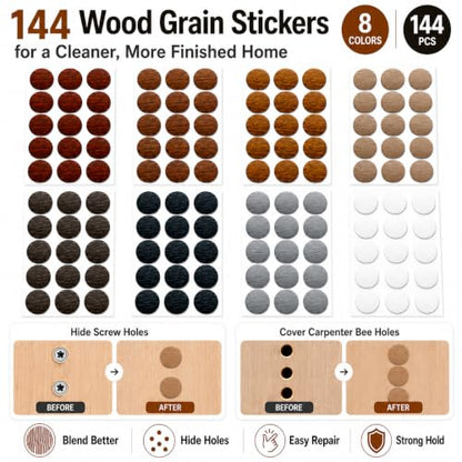 Carpenter Bee Hole Repair Kit, 308 PCS with Tapered Wood Plugs