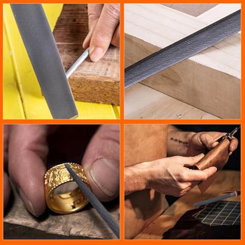 25PCS Metal File Set with Storage Bag, T12 Drop Forged Carbon Steel Flat/Triangle/Half-Round/Round Large File and 12PCS Precision Needle File with Sandpaper Brush Gloves, Work for Metal, Wood