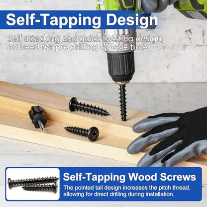 Taiss 685PCS M2 M3 M4 Phillips Pan Head Self Tapping Wood Screws Assortment Kit,14 Sizes Self Tapping Screws for Plastic,Cross Recessed Carbon Steel Black Screws for Wood,Plastic - size: 685PCS