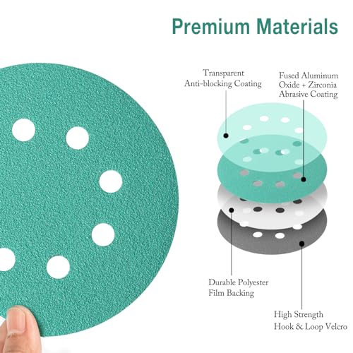 5-Inch 8-Hole Wet Dry Sanding Discs 1200 Grit Sandpaper, 50-Pack