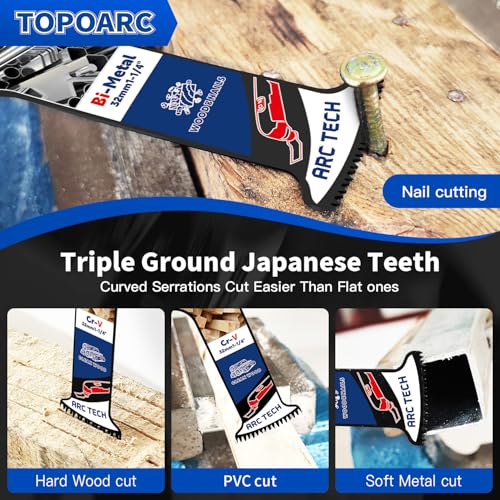 TOPOPARC 10PCS Oscillating Saw Blades Japanese Teeth Fit Dewalt Milwaukee