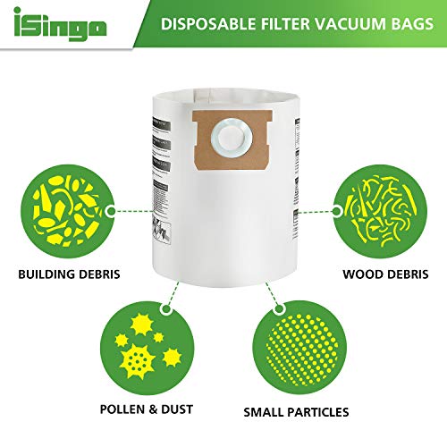 5-8 Gallon Vacuum Bag Replacement for 90661 Shop Vac Bags, 15 Pack