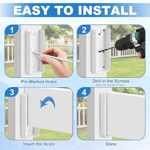 Nuanchu 20 Pcs Vinyl Fence Brackets, 2'' X 6'' - size: 2" x 6"